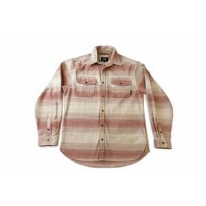 Levitate Flannel Shirt Mens M Cream Red Stripe Button Down Surf Skate